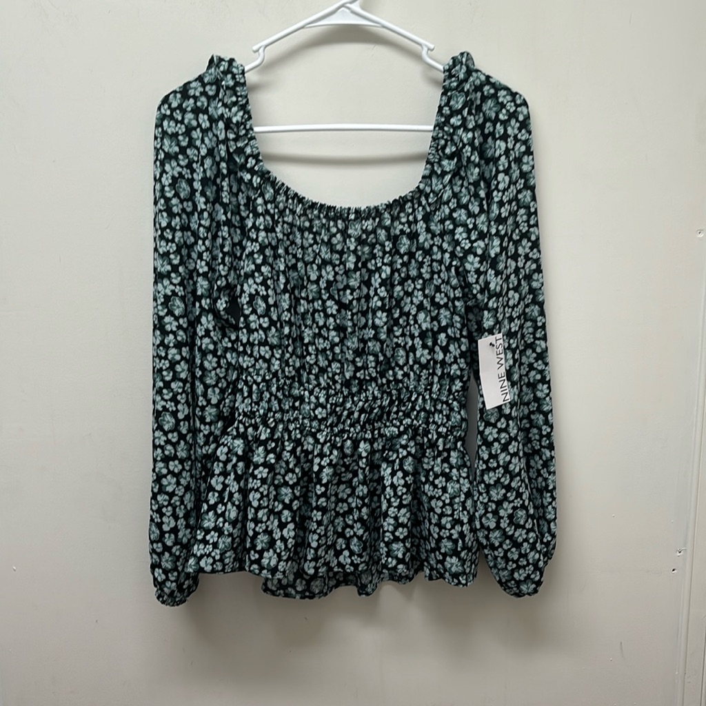 Nine West Black Floral Blouse - Size Xs